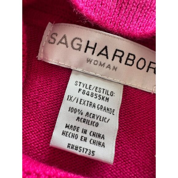 Sag Harbor Women's Plus 1X Mockneck Pink Short Sleeve Sweater Career Office - Picture 4 of 4